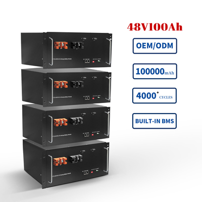 Hybrid Solar System Rack Mount Battery Monocrystalline Silicon 4000 Cycle 48V 100ah Lithium