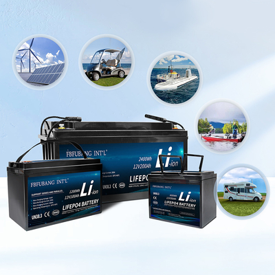 Built In Smart BMS Lifepo4 Battery Pack , 12v 200ah Solar Rechargeable Battery