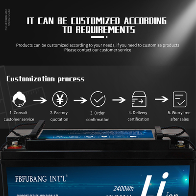 Built In Smart BMS Lifepo4 Battery Pack , 12v 200ah Solar Rechargeable Battery