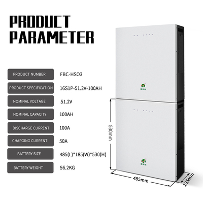 5kw 50v Stacked Battery Pack Lithium Ion 48v 100ah Lifepo4 Battery Pack
